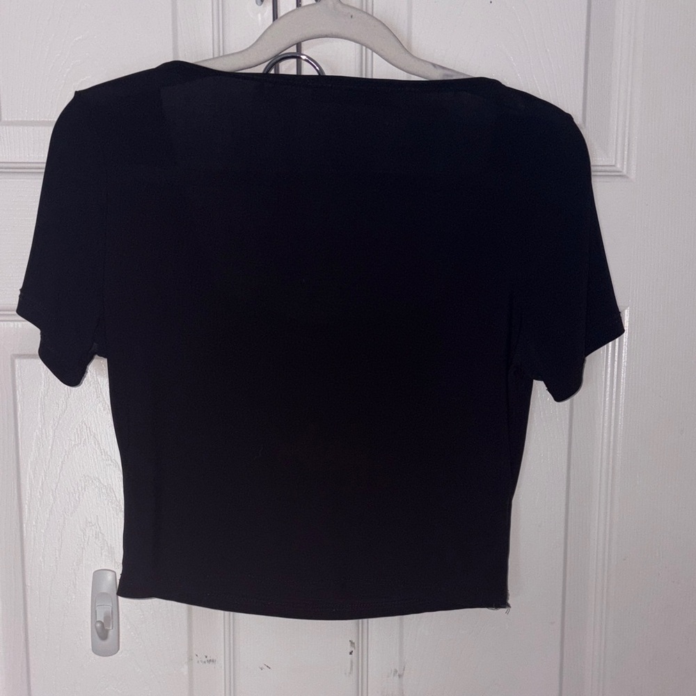 Square Neck Black Crop Top - Picture 3 of 3